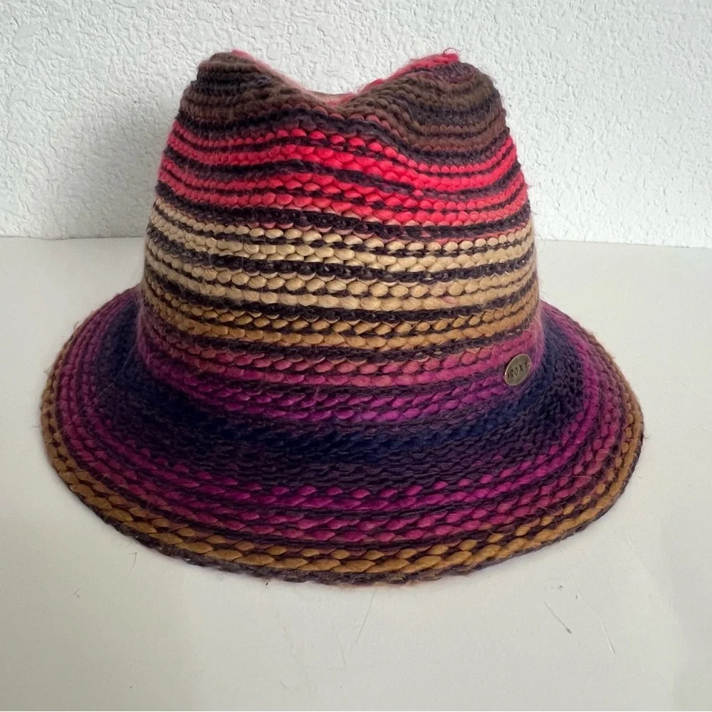 Roxy Multicolor Cross Paths Fedora Hat Weaved Unisex One Size